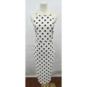 ASOS Retro Minimalist Polka Dot Scalloped Bodycon Midi Dress